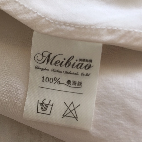 Meibiao Silk Cream Black Embroidered Slip Dress - Picture 6 of 10